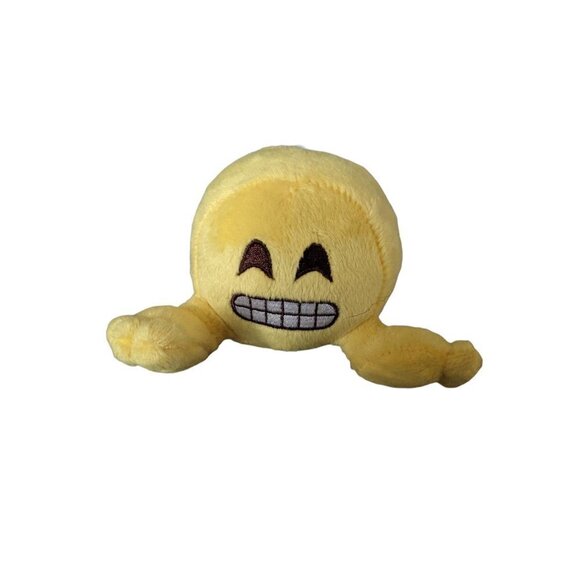 Fun 2 Play Emoji Happy Face Grinning Yellow Feet 4" Plush Stuffed Lemon - Picture 8 of 10